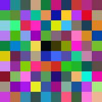 A 10x10 grid of random coloured tiles demonstrating uniform distribution across the full RGB range