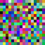 16x16 grid of random tiles using a discrete 8-value colour palette, inspired by Gerhard Richter