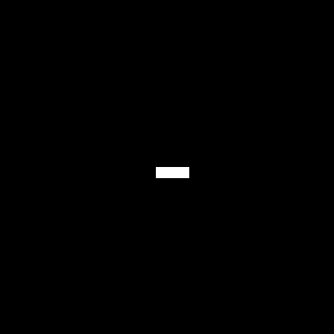 Expected output: a vertical line of three white cells against a black grid, the blinker's even-generation form