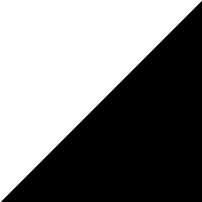 A white right triangle in the upper-left corner of the canvas, with hypotenuse running from upper-right to lower-left