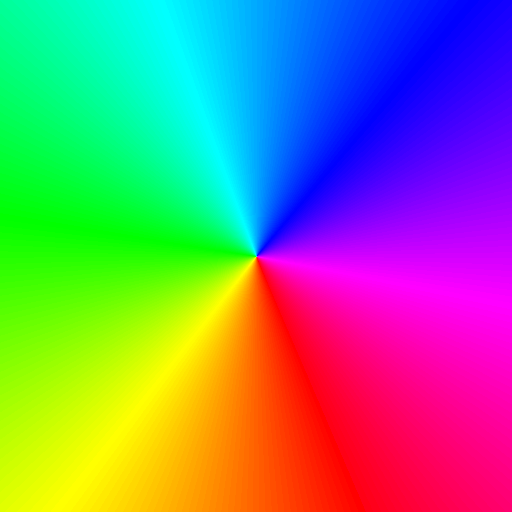 A vortex visualisation: the colour bands form a spiral pattern, indicating flow that simultaneously rotates and pulls toward the centre