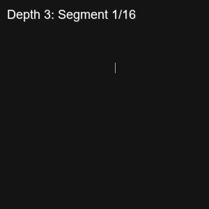 An animation showing the depth-three dragon curve being drawn segment by segment, fifteen segments in total